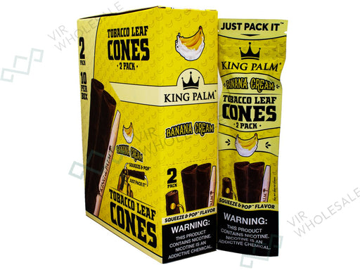 King Palm Flavoured Squeeze & Pop Tobacco Leaf Cones - Banana Cream (10pcs) - VIR Wholesale