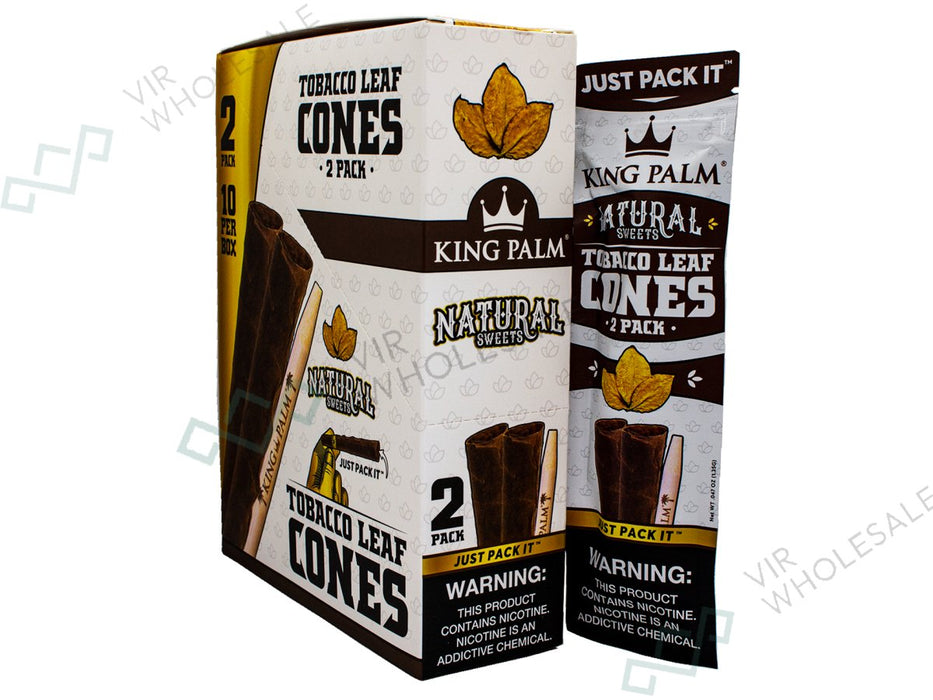 King Palm Flavoured Squeeze & Pop Tobacco Leaf Cones - Natural Sweets(10pcs) - VIR Wholesale