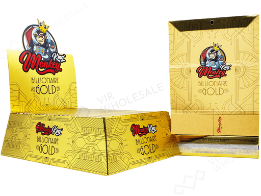 Monkey King Billionaire Gold King Size with Tips & Magnetic Tray — 24 per Box - VIR Wholesale