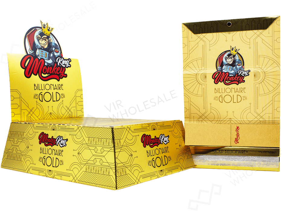 Monkey King Billionaire Gold King Size with Tips & Magnetic Tray — 24 per Box - VIR Wholesale
