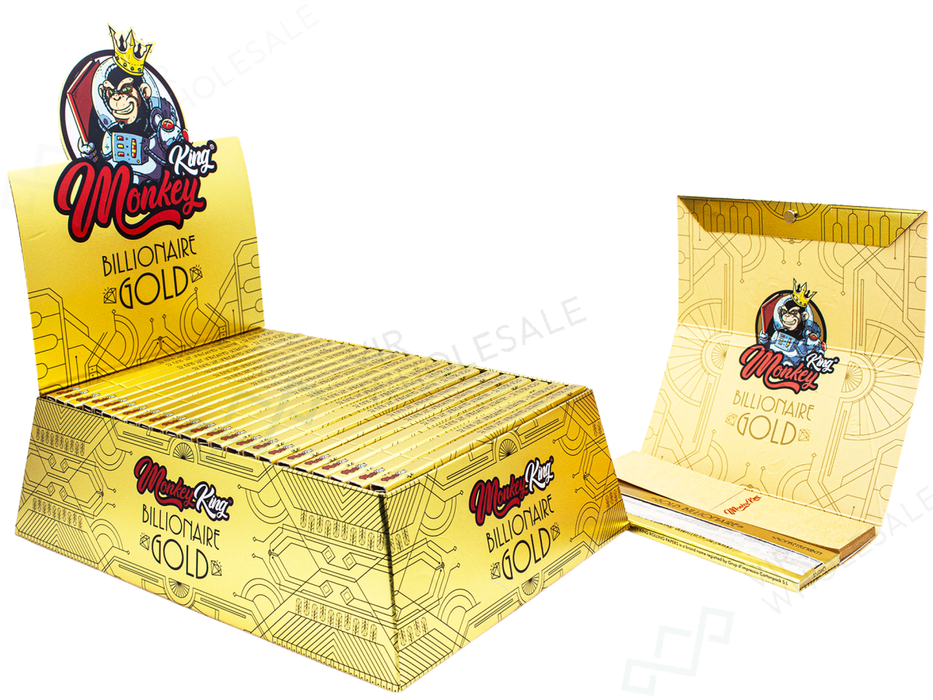Monkey King Billionaire Gold King Size with Tips & Magnetic Tray — 24 per Box - VIR Wholesale