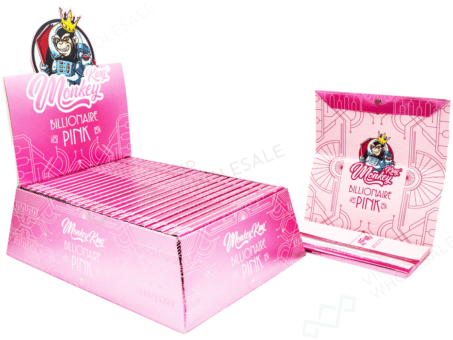 Monkey King Billionaire Pink King Size with Tips & Magnetic Tray — 24 per Box - VIR Wholesale