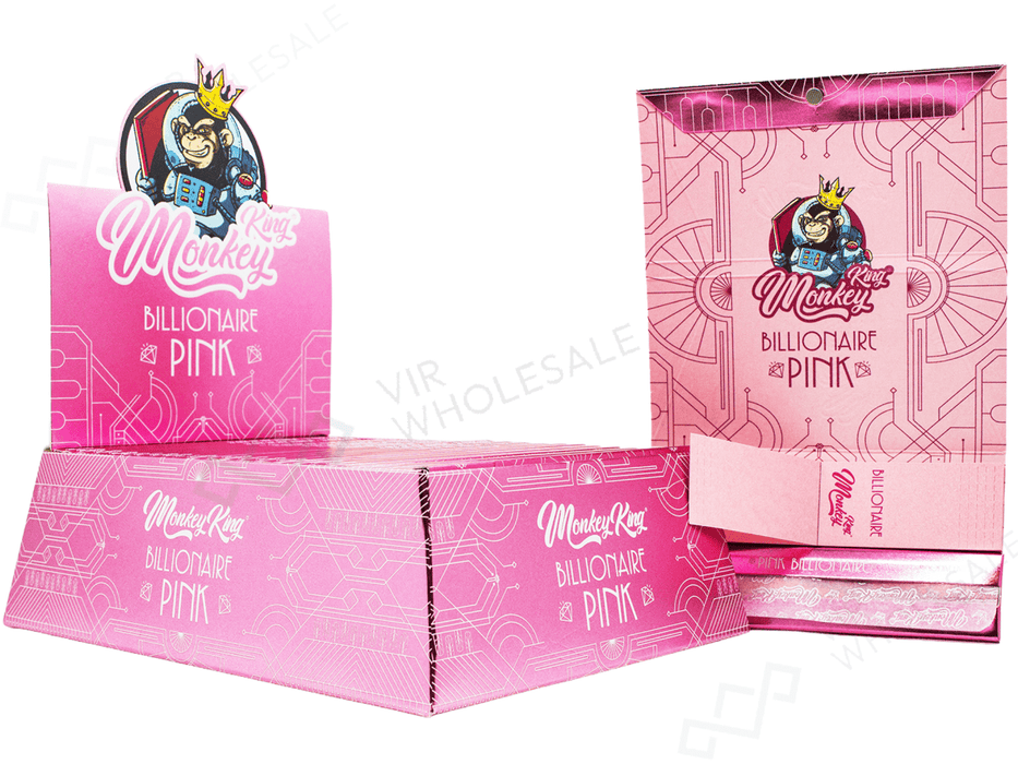 Monkey King Billionaire Pink King Size with Tips & Magnetic Tray — 24 per Box - VIR Wholesale