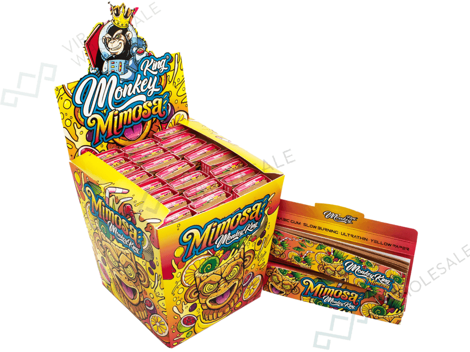 Monkey King – King Size Slim – Mimosa Rolling Papers with Tips (24pcs/display) - VIR Wholesale