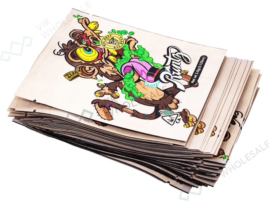 Mylar Bags (3.5g) RUNTZ ZERO MONKEY (Pack of 50) - VIR Wholesale