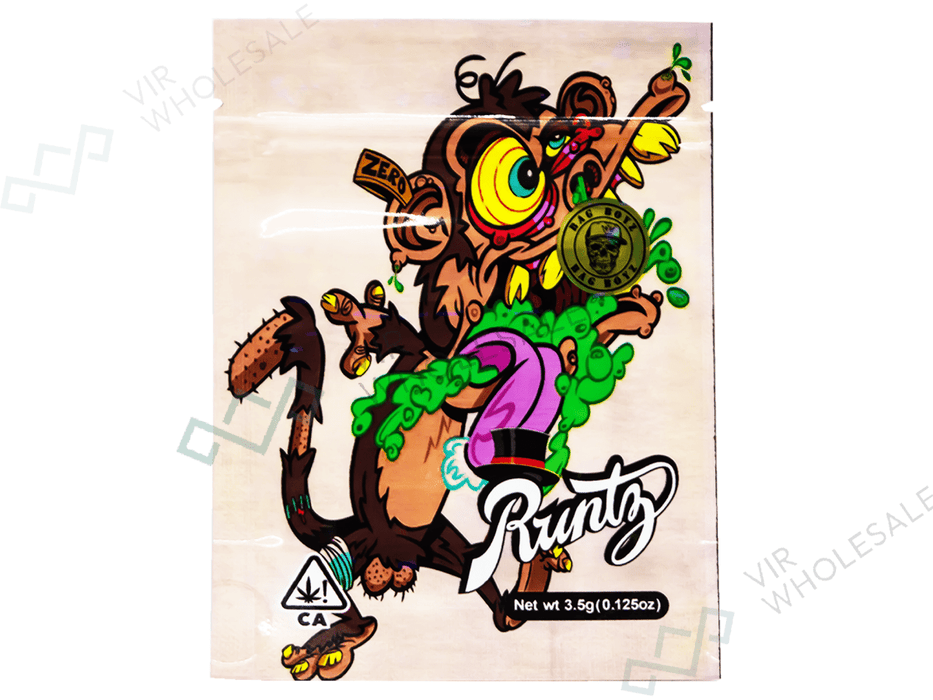 Mylar Bags (3.5g) RUNTZ ZERO MONKEY (Pack of 50) - VIR Wholesale