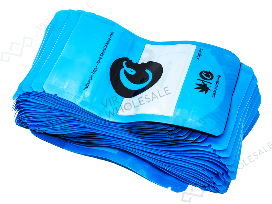 MYLAR COOKIES Blue Baggies - 50 Pack Assorted Colours and Sizes - VIR Wholesale