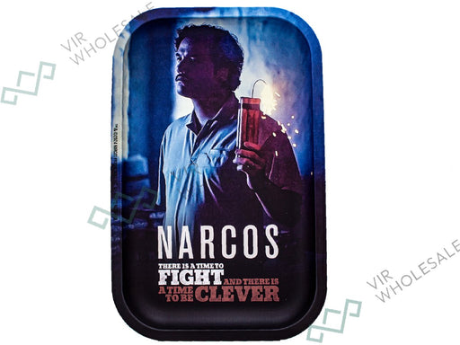 Narcos Medium Rolling Tray - Blue - VIR Wholesale