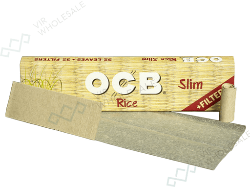 OCB Rice Slim Papers + Tips – 32 Papers & Tips - VIR Wholesale