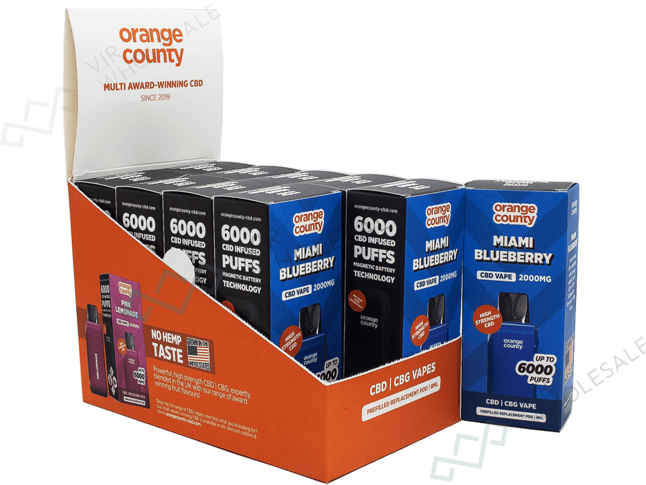 Orange County CBD 2000mg Refill Pods – Broad Spectrum CBD (Box of 10) - VIR Wholesale