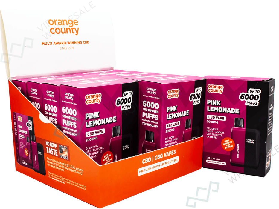 Orange County Prefilled Vape Kit – 2000mg Broad Spectrum CBD (Full Box of 10) - VIR Wholesale