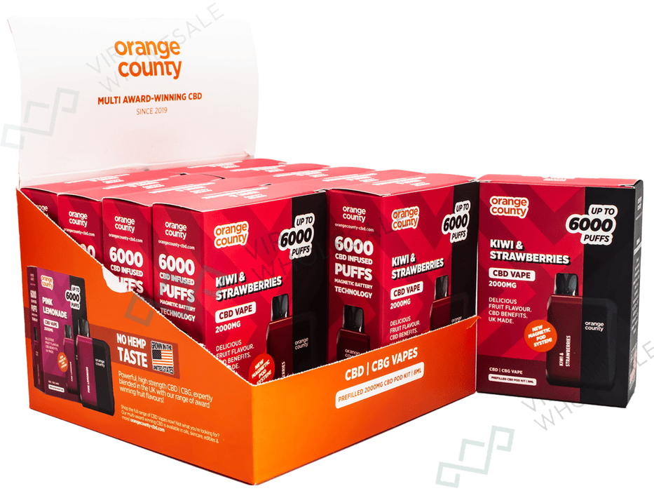 Orange County Prefilled Vape Kit – 2000mg Broad Spectrum CBD (Full Box of 10) - VIR Wholesale