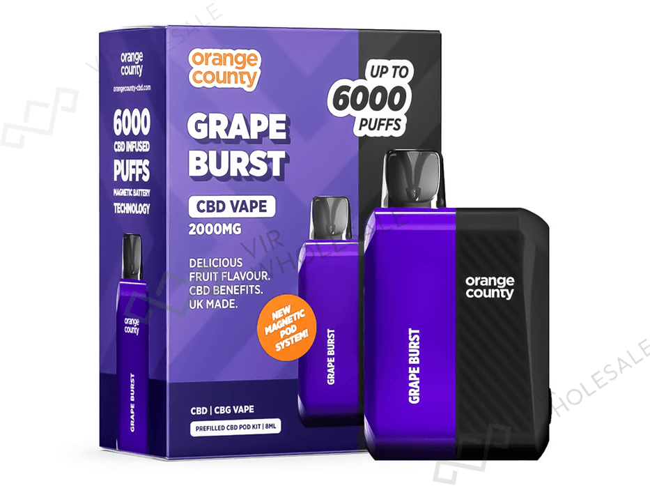 Orange County Prefilled Vape Kit – 2000mg Broad Spectrum CBD (Single Unit) - VIR Wholesale