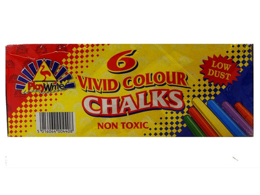 PlayWrite - 6 Different Coloured Chalk - 36 Per Box - 6 Per Pack - VIR Wholesale