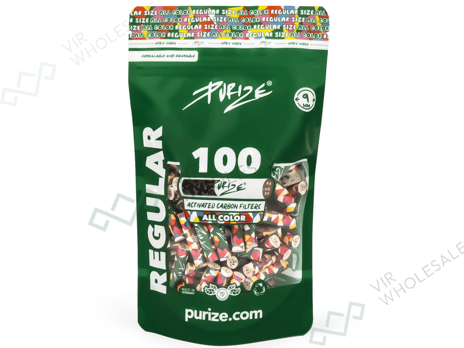 PURIZE® 9mm Regular Size Filters – All Colours – 100 Bag - VIR Wholesale