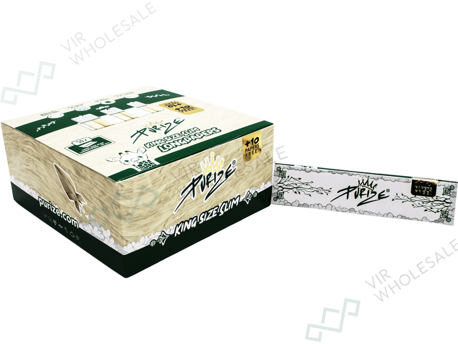 PURIZE® Long Papers | Brown Unbleached | Long King Size Slim - 50 Packs Per Box - VIR Wholesale