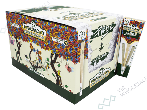 PURIZE® PreRolled Cones XTRA Slim Size – FULL BOX OF 30 x 3 Cones Per Pack - VIR Wholesale