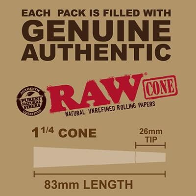 RAW Black 1 1/4 Size Pre - Rolled Cones - 20 Pack - VIR Wholesale