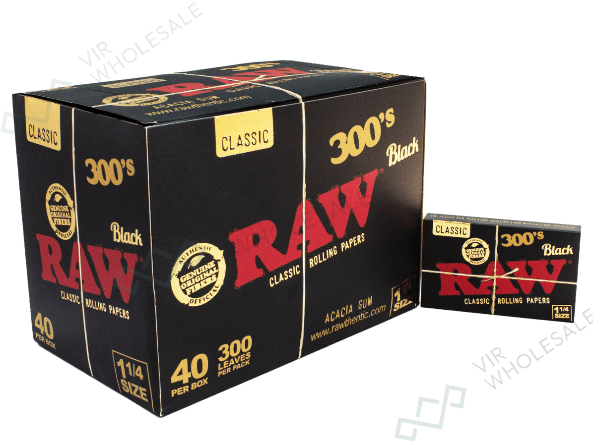 RAW NATURAL UNREFINED ROLLING PAPERS 1 AND 1/4 300S — VIR Wholesale
