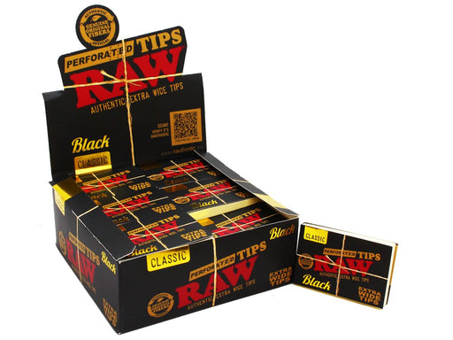 RAW Black Wide Perforated Tips - 36 Per Box - 40 Per Pack - VIR Wholesale