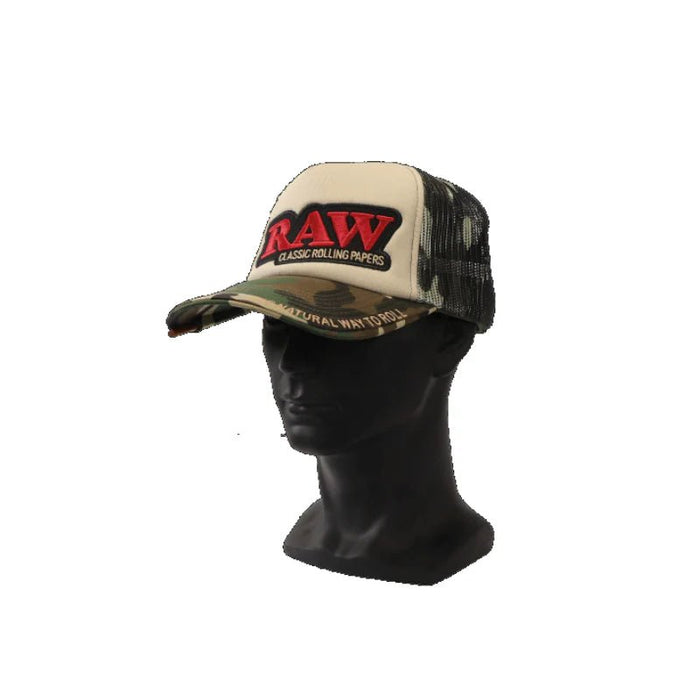 RAW Camo & Tan Trucker Hat with Poker - VIR Wholesale