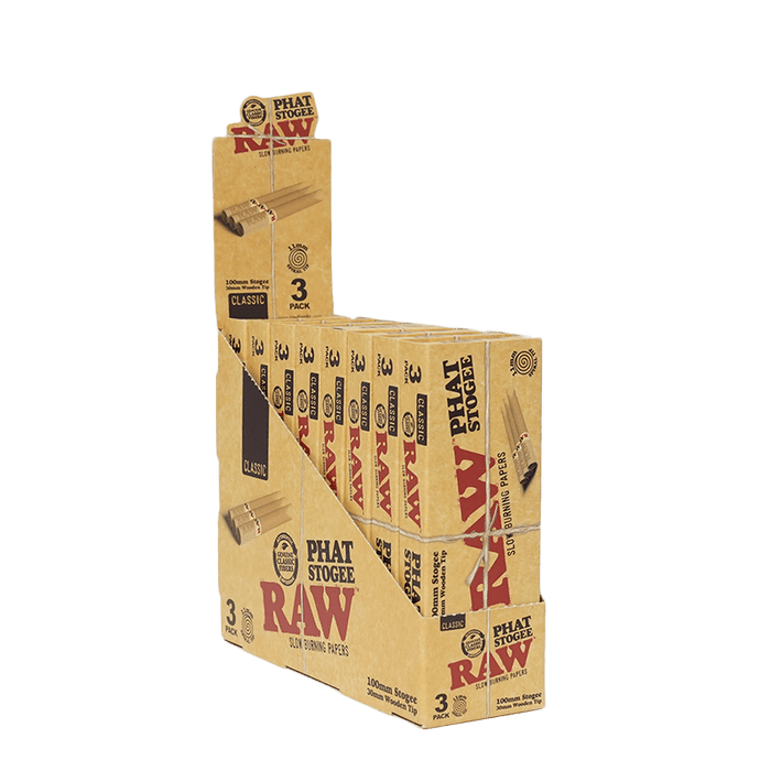 RAW Classic Cones – Novelty Phat Stogee (3) Display of 8 - VIR Wholesale