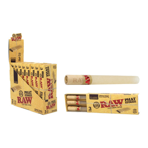 RAW Classic Cones – Novelty Phat Stogee (3) Display of 8 - VIR Wholesale