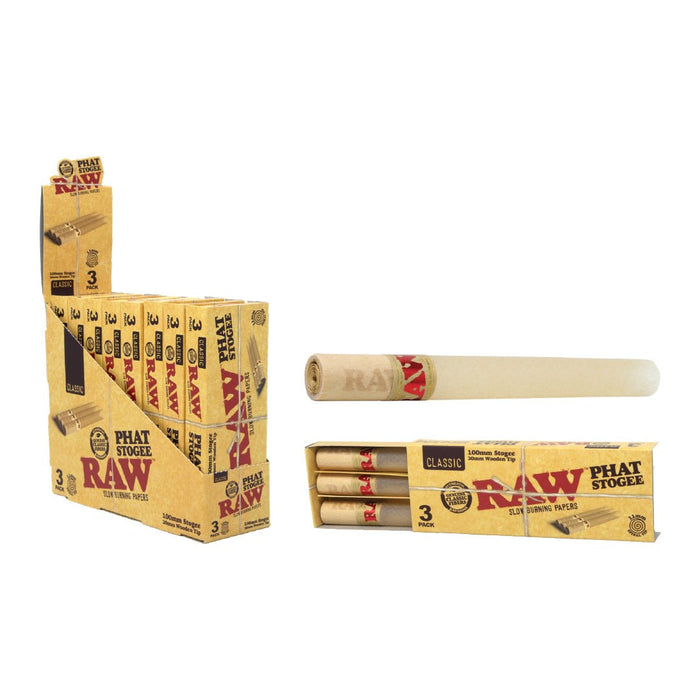 RAW Classic Cones – Novelty Phat Stogee (3) Display of 8 - VIR Wholesale