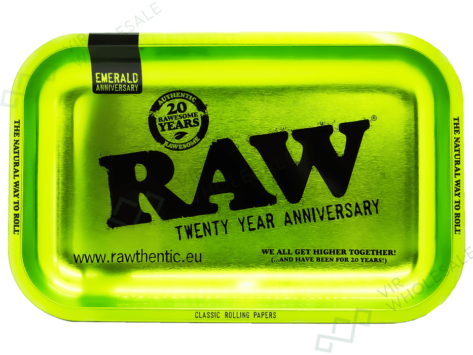 RAW Emerald – 20th Anniversary Small Rolling Tray - VIR Wholesale