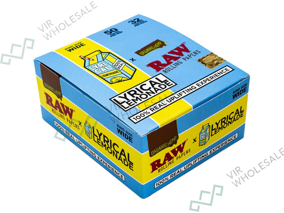 RAW Lyrical Lemonade Flavor Rolling Papers – King Size Wide - VIR Wholesale