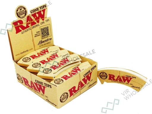 RAW Maestro Cone Tips Full Box | 24 Booklets - 32 Tips Per Booklet - VIR Wholesale