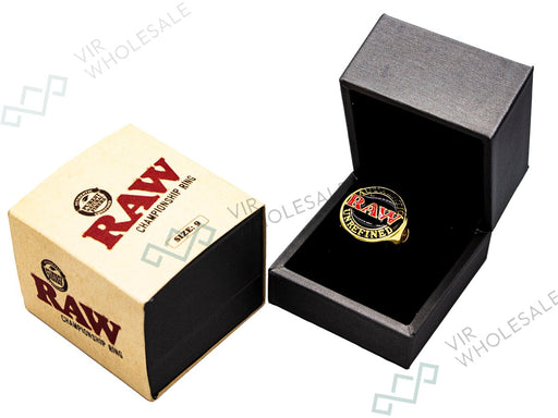 RAW (Rolling Papers Smoke Ring With Gold Finish Size 9 - VIR Wholesale