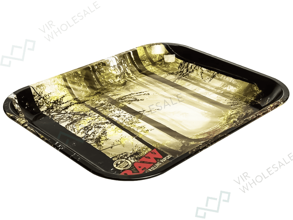 RAW Rolling Smokey Forest Trees Tray - Metal Papers Tray Large 11' x 13.5 With Certificate - VIR Wholesale