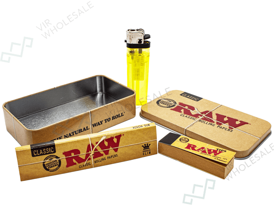 RAW Tobacco Tin Gift Set - Classic (Brown) - VIR Wholesale