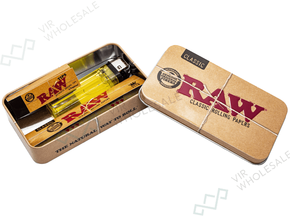RAW Tobacco Tin Gift Set - Classic (Brown) - VIR Wholesale