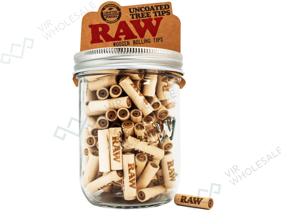 RAW Uncoated Tree Tips – 135 pcs in Reusable Glass Jar - VIR Wholesale