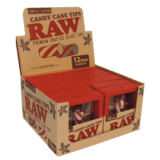 RAW Whirlwind 12mm Candy Cane Glass Tips – 12's - VIR Wholesale