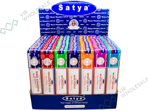 Satya Mixed Display Box 7 Assorted Scents - 12 Packs Per Scent (VFM Series) - VIR Wholesale