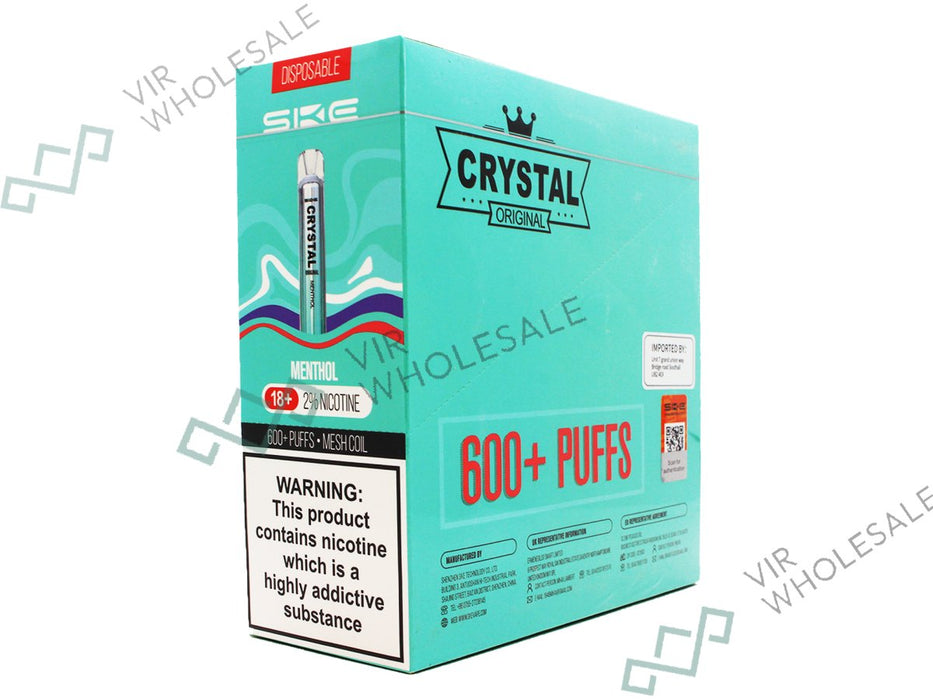 SKE CRYSTAL BAR Disposable Pod Device - 600 Puff - 20mg - 10 Per Box - VIR Wholesale