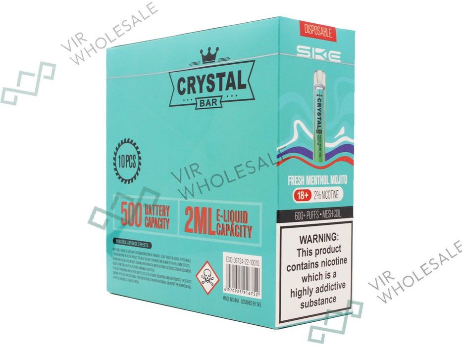 SKE CRYSTAL BAR Disposable Pod Device - 600 Puff - 20mg - 10 Per Box - VIR Wholesale