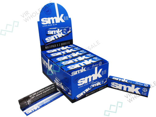 SMK King Size Slim Blue Multi Pack- 3 Booklets Per Pack - 24 Packs Per Box - VIR Wholesale