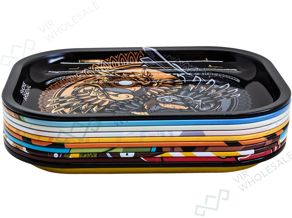 Smoke Arsenal Rolling Tray Assorted (10 Pack) – Available in Small & Medium Sizes-  Designs May Vary
