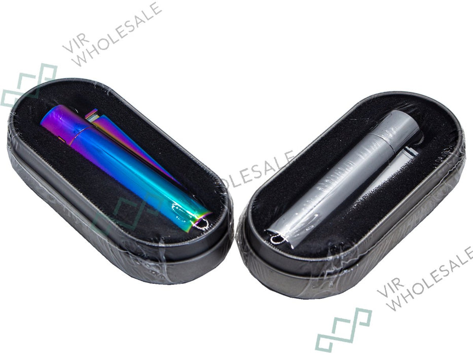 Solid Metal Flint Ignition CLIPPER Lighter "Mix Colour+Metal Silver+Case" - VIR Wholesale