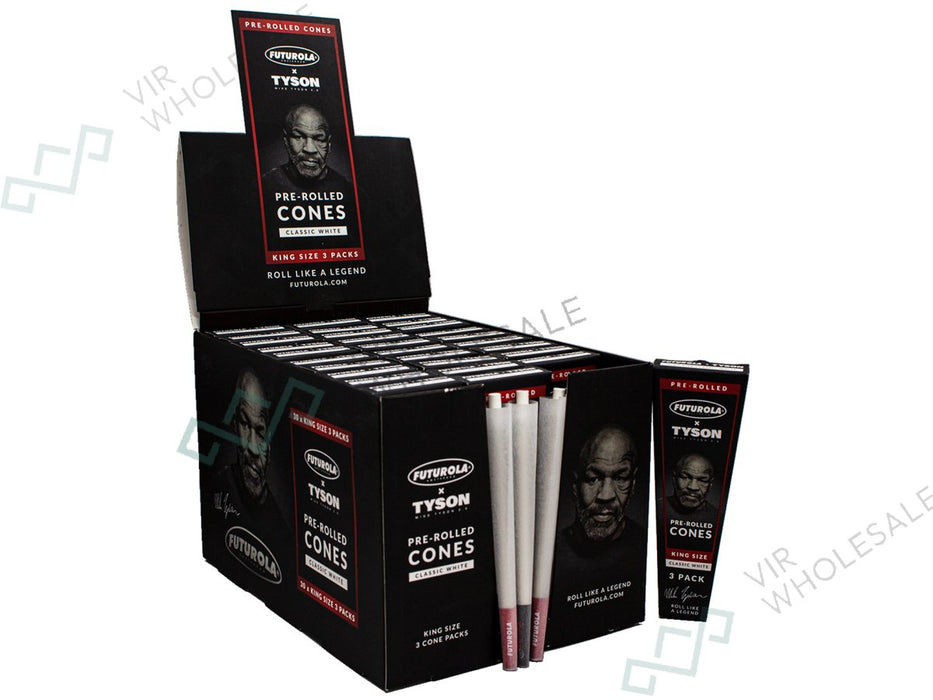 Tyson 2.0 x Futurola – King Size Pre - Rolled Cones (3 Pack) – Box of 30 - VIR Wholesale