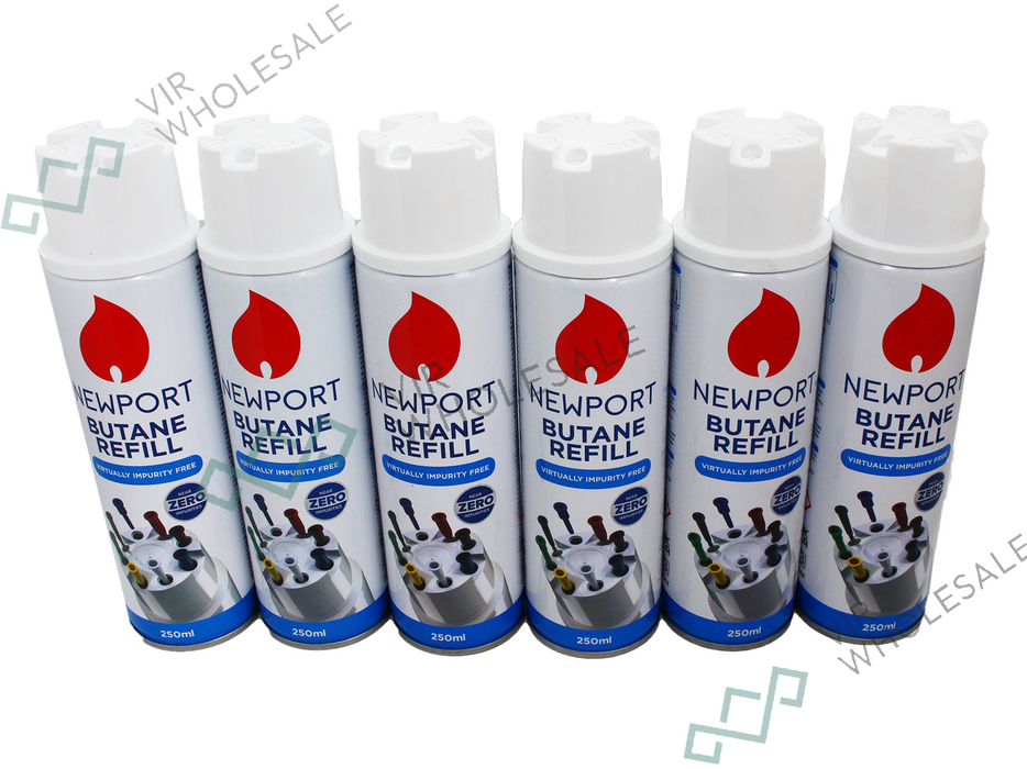 NEWPORT Butane Lighter Gas - 250ml 6 Pack