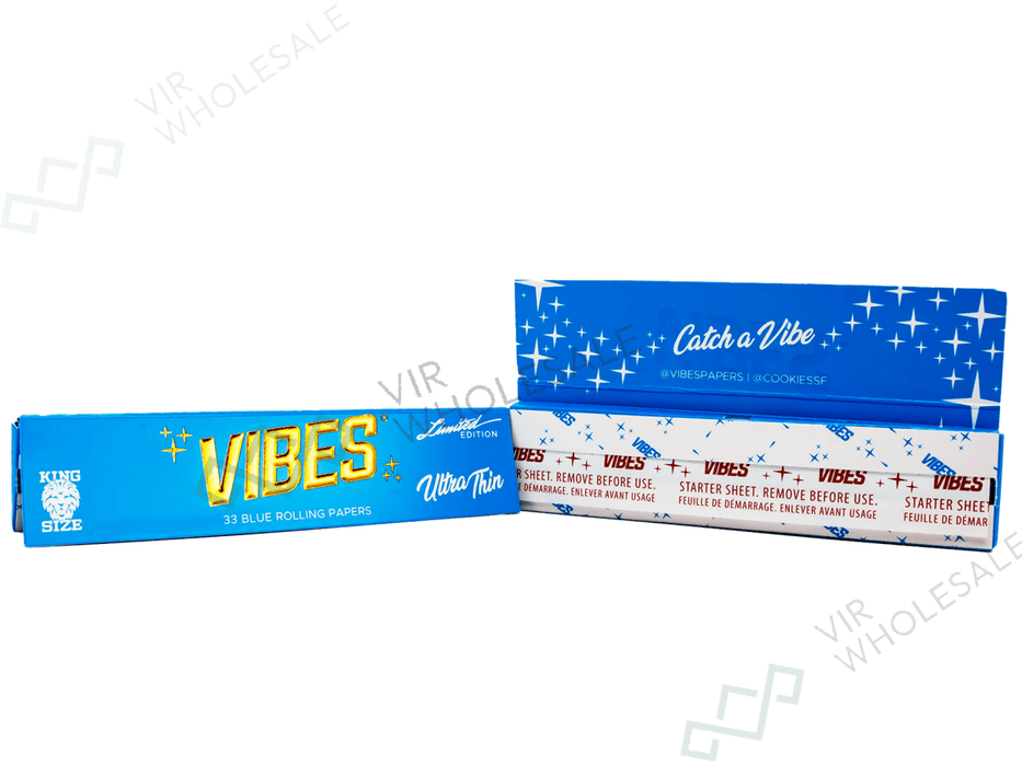 VIBES x COOKIES - King Size Slim Blue Rolling Paper Booklets - VIR Wholesale