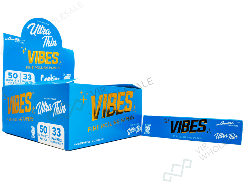 VIBES x COOKIES - King Size Slim Blue Rolling Paper Booklets - VIR Wholesale