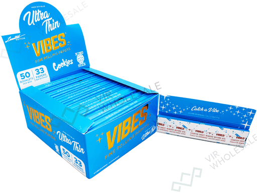 VIBES x COOKIES - King Size Slim Blue Rolling Paper Booklets - VIR Wholesale