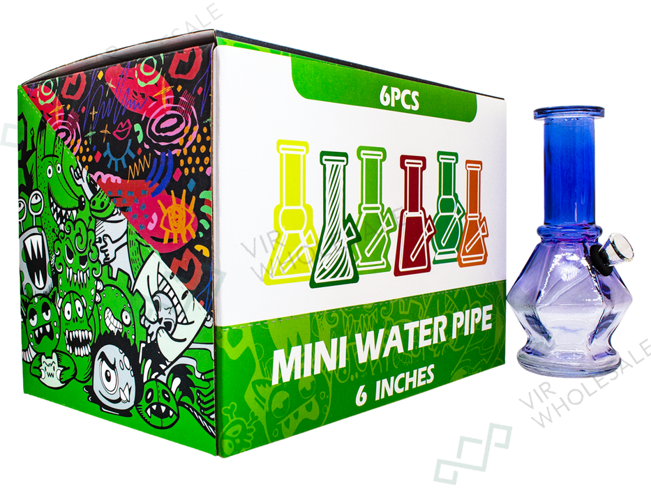 Water Pipe 6 Assoted Designs - Mini 6" - VIR Wholesale