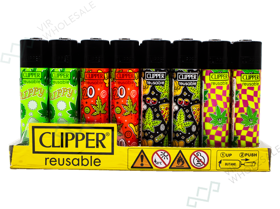 CLIPPER Lighters Printed 48’s Various Designs – Weed Pattern